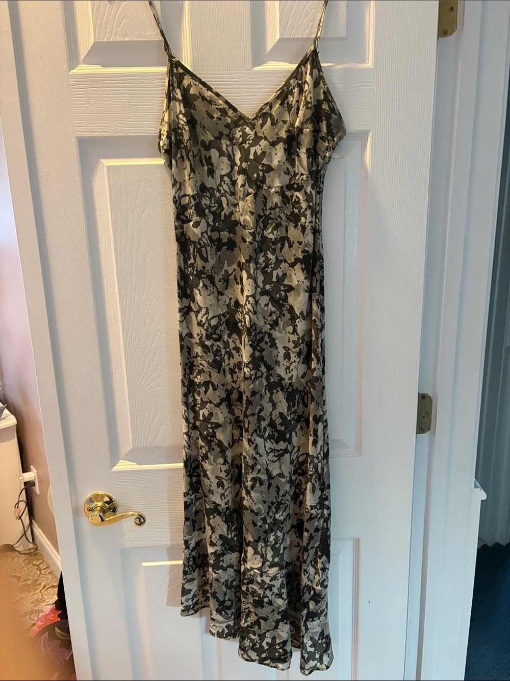 Kenneth Cole Black and Cream Floral Slip Maxi Dress